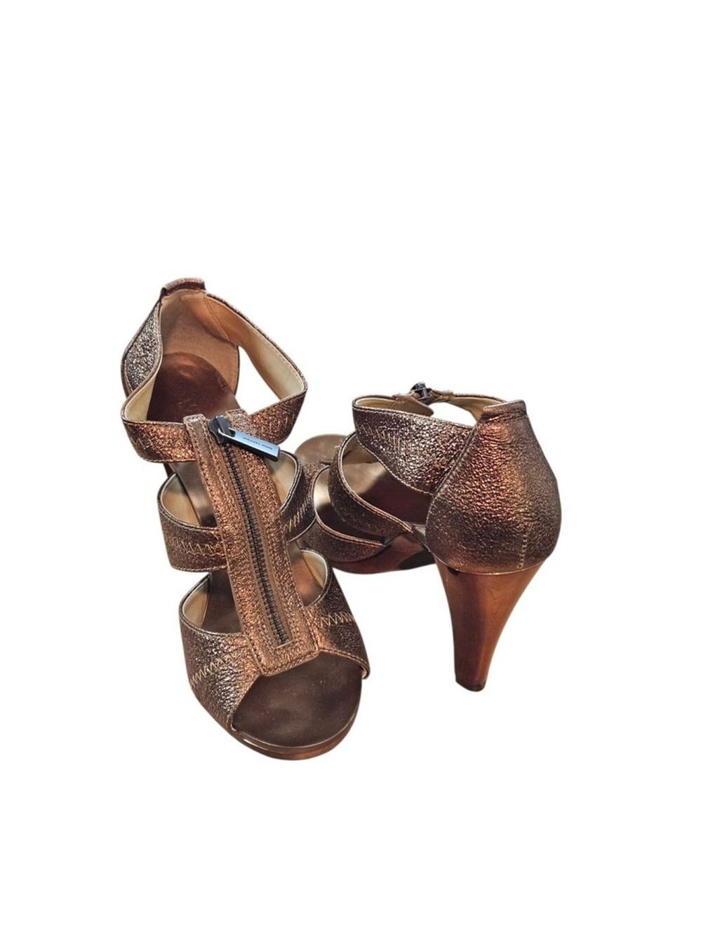 Michael Kors Bronze Metallic Zipper Heels - Picture 4 of 16